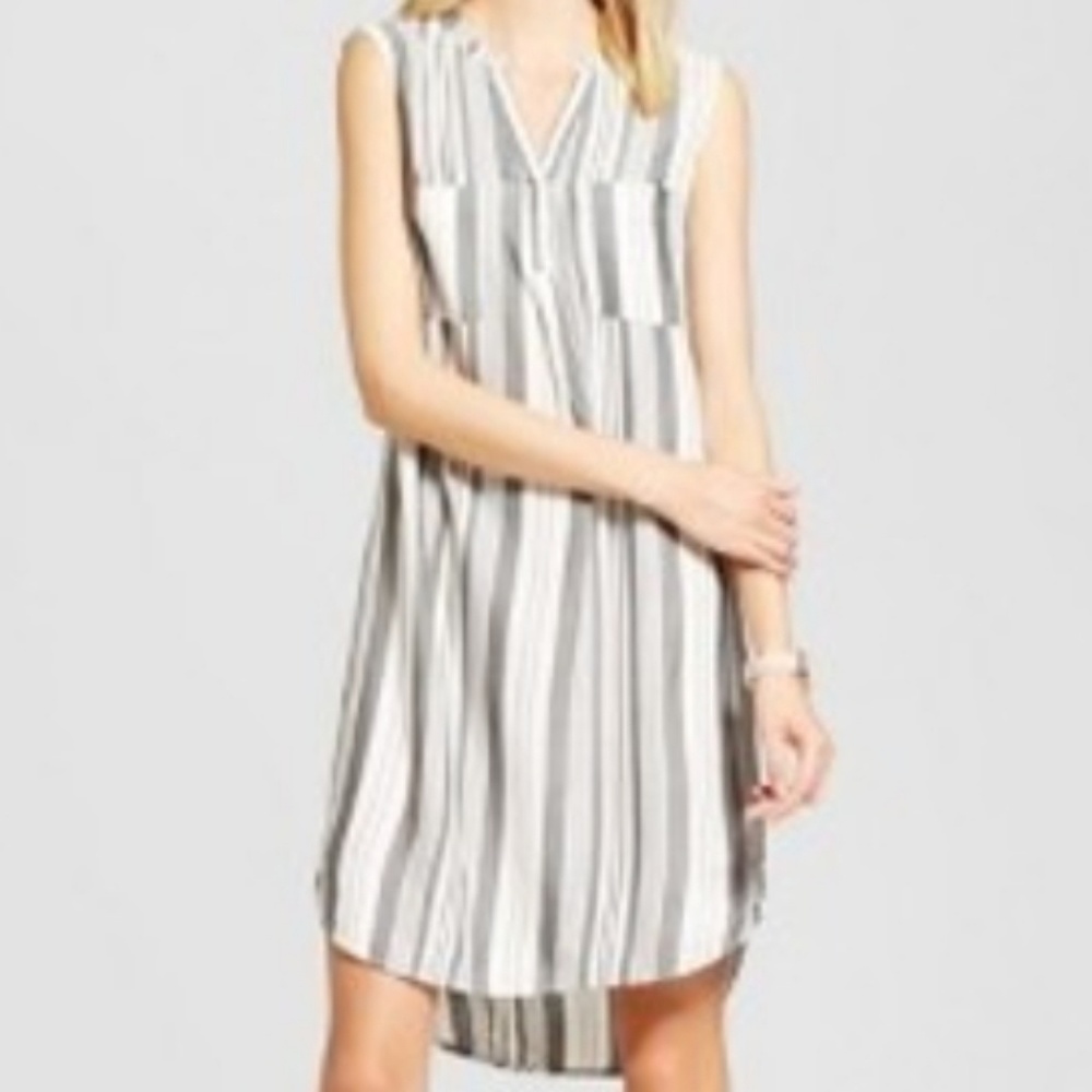 Grey and white striped dress